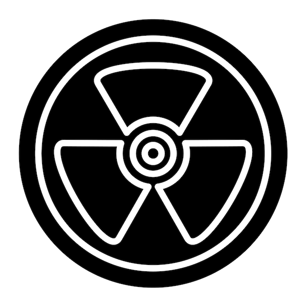 Ilustración en negro sólido del glifo de radiación