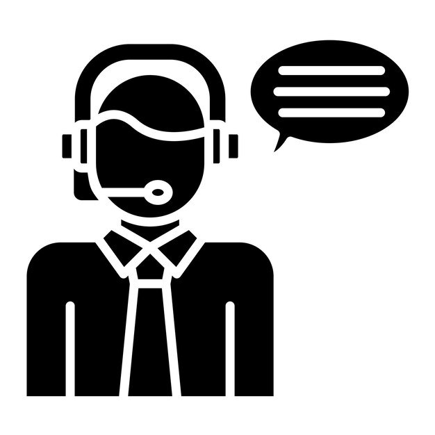 Ilustración en negro sólido de glifo de telemarketing