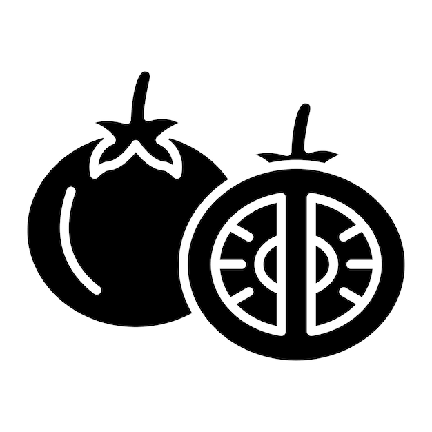Ilustración en negro sólido del glifo del tomate