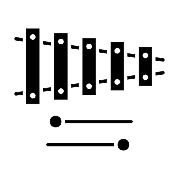 Ilustración en negro sólido del glifo xilófono