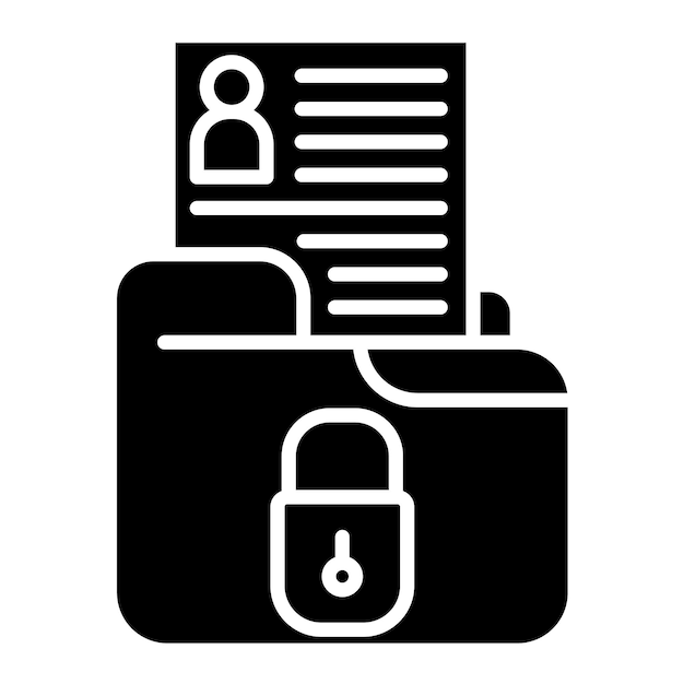 Ilustración en negro sólido de los glifos de datos personales