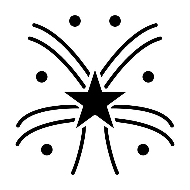 Ilustración en negro sólido de los glifos de fuegos artificiales