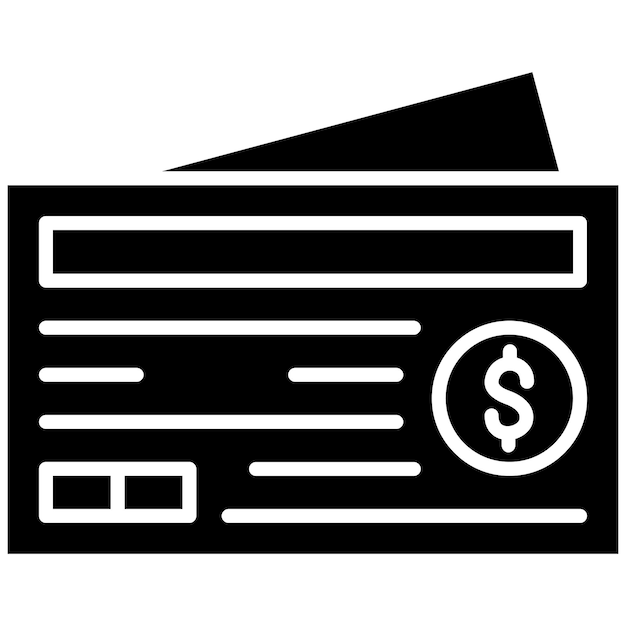 Ilustración en negro sólido de Glyph de cheque