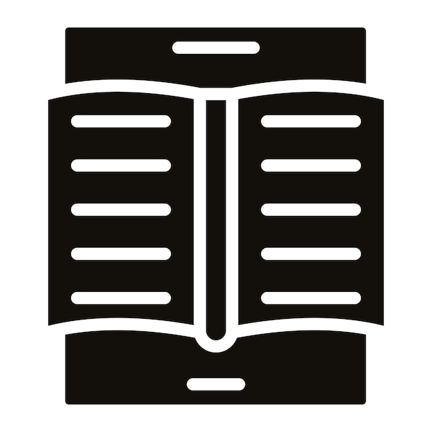 Ilustración en negro sólido del libro E Glyph