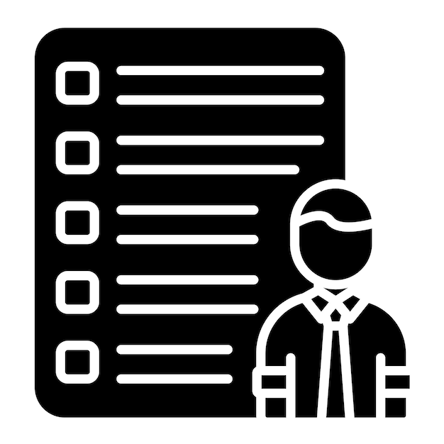 Ilustración en negro sólido del personal de auditoría