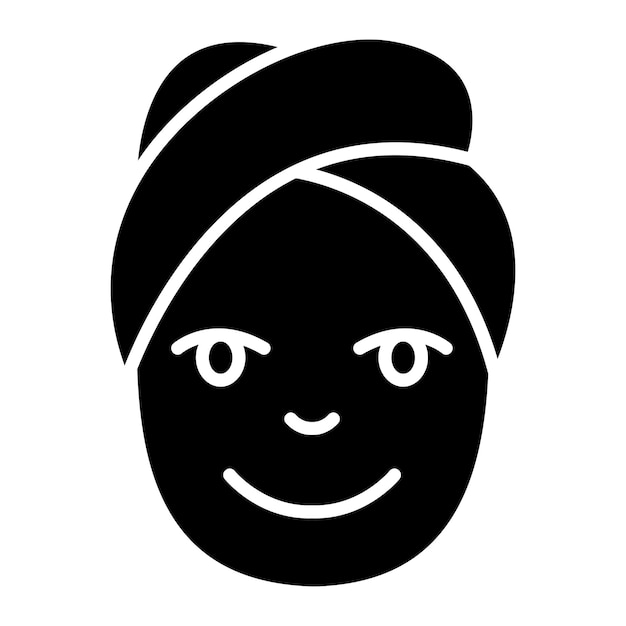Ilustración en negro sólido de la toalla de la cabeza