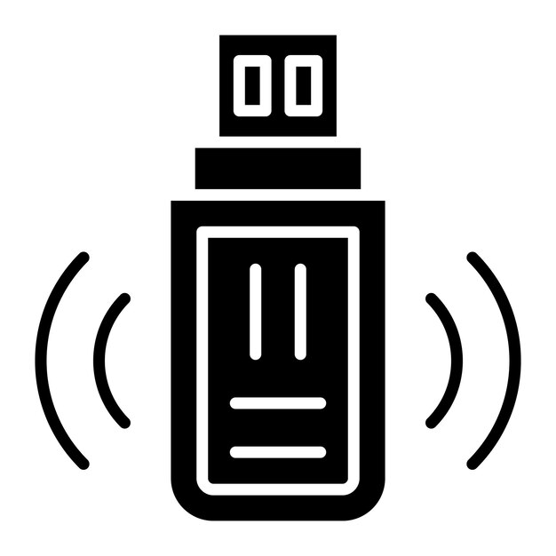 Ilustración en negro sólido de USB Wifi Glyph