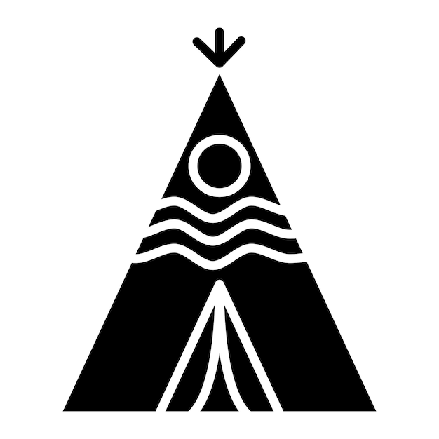 Ilustración en negro sólido de Wigwam Glyph