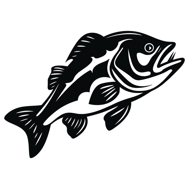 Ilustración de negro vectorial de peces