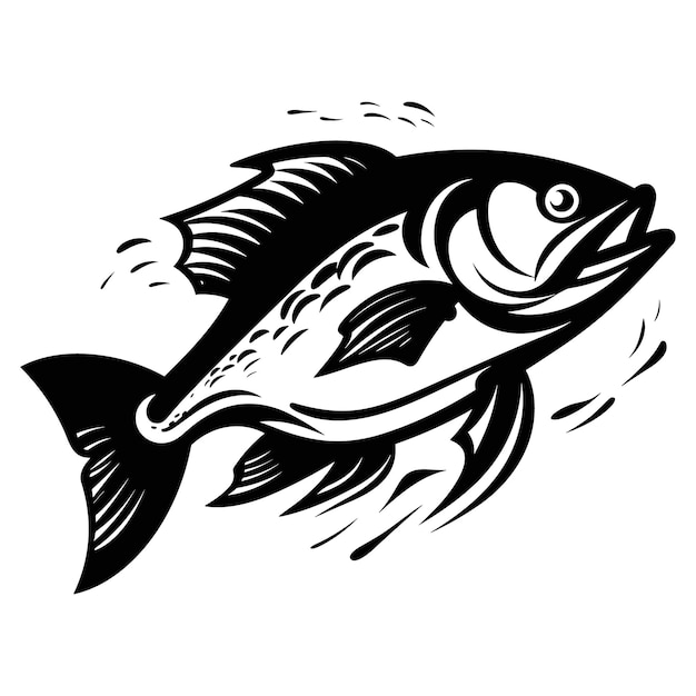 Ilustración de negro vectorial de peces