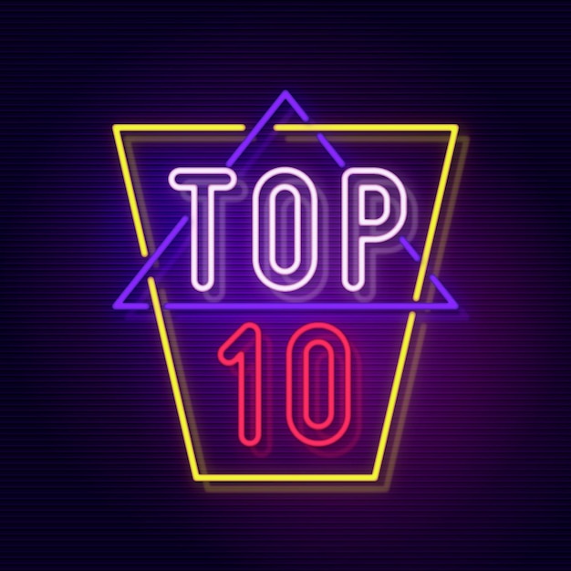 Vector ilustración de neón top ten