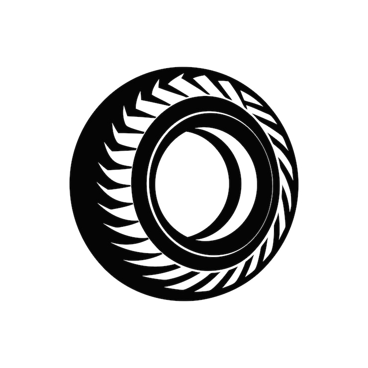 Vector ilustración de neumáticos en blanco y negro