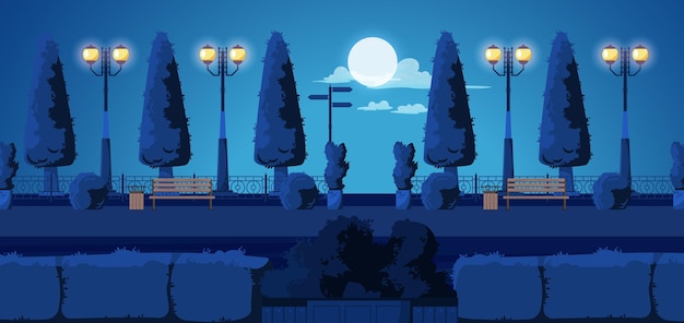 Vector ilustración de night park lane