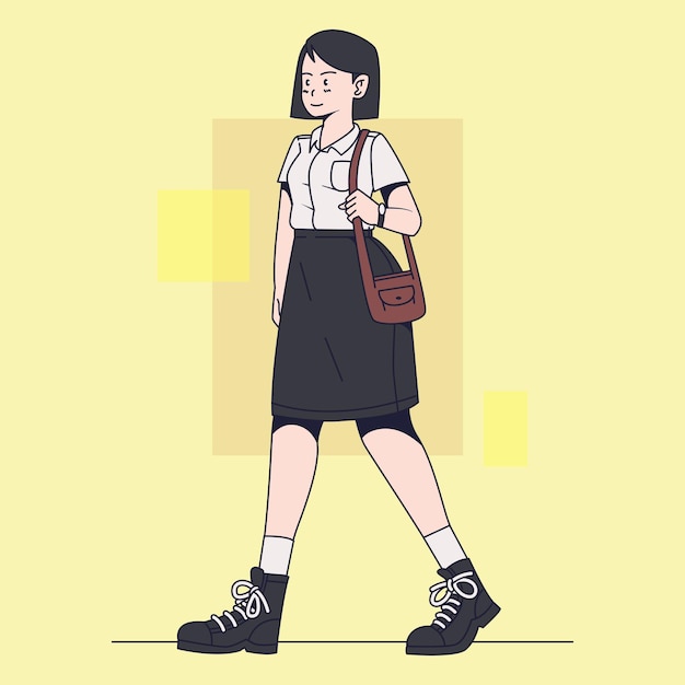 Vector ilustración de una niña caminando