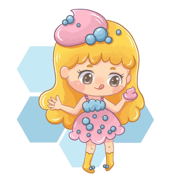 Ilustración de niña de caramelo de personaje de dibujos animados