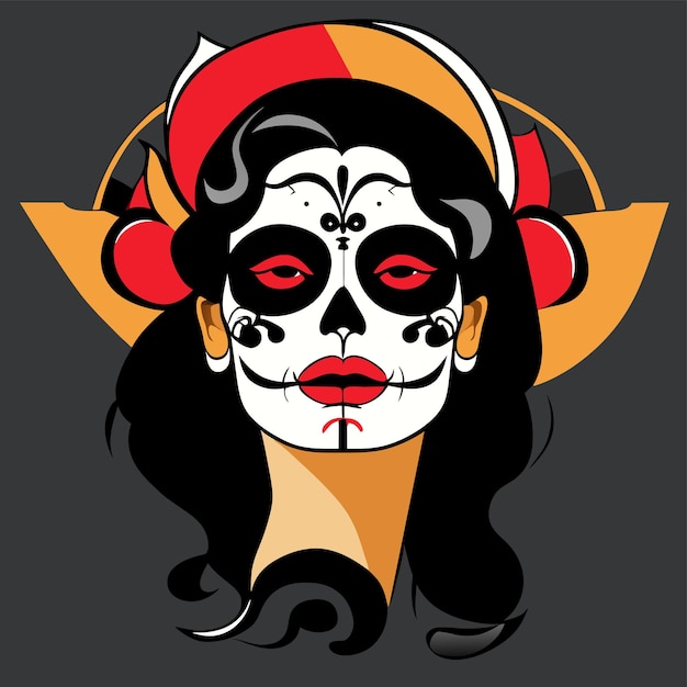 Vector ilustración de la niña del día de los muertos dibujada a mano