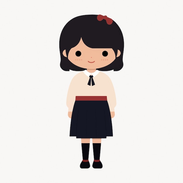 Ilustración de una niña de escuela de dibujos animados