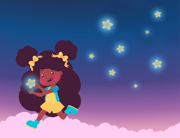 Vector ilustración de niña estrella