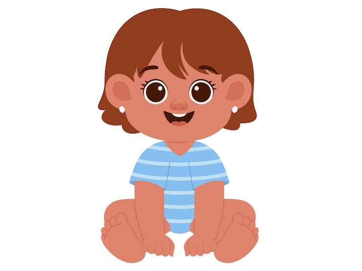 Vector ilustración de una niña feliz y linda