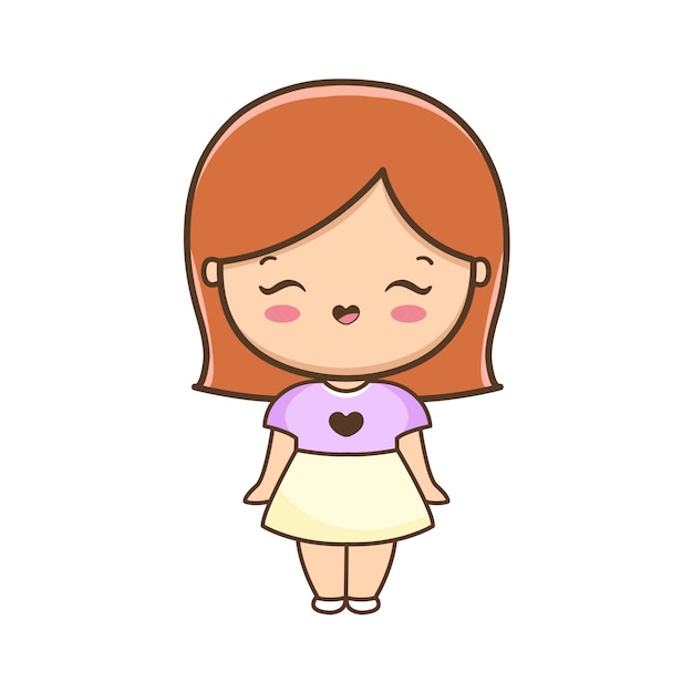 Ilustración de niña linda de dibujos animados vector premium