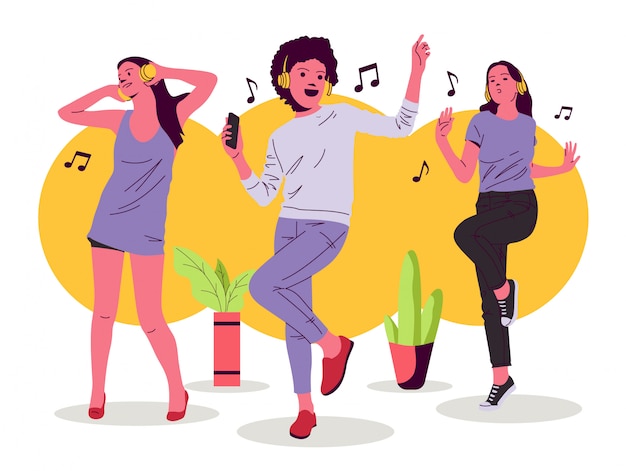 Vector ilustración de niña y mujer bailando