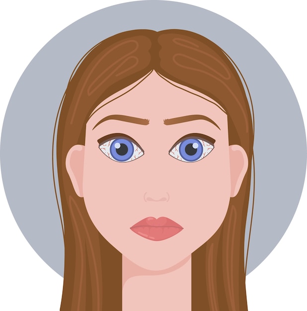 Ilustración de niña de ojos rojos de conjuntivitis
