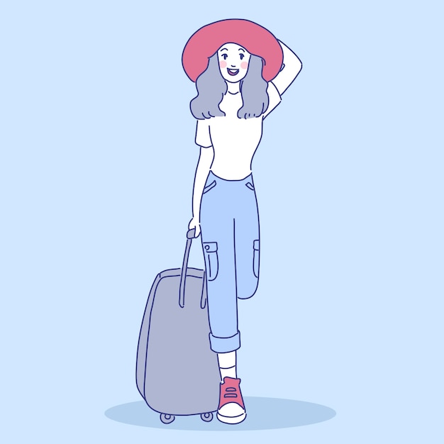 Ilustración de niña viajera