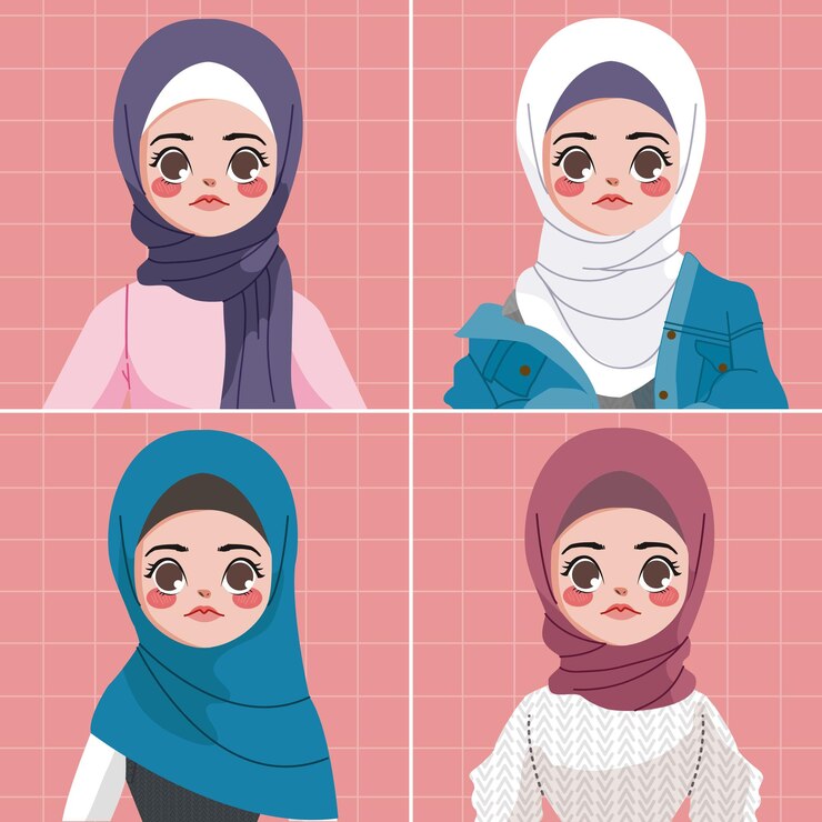Vector ilustración de las niñas hijabi