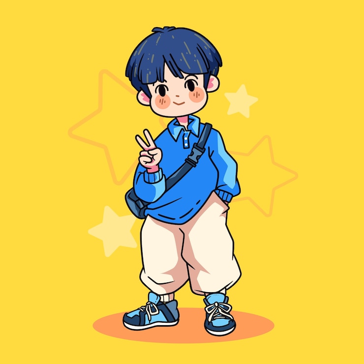 Vector ilustración de un niño asiático dibujada a mano