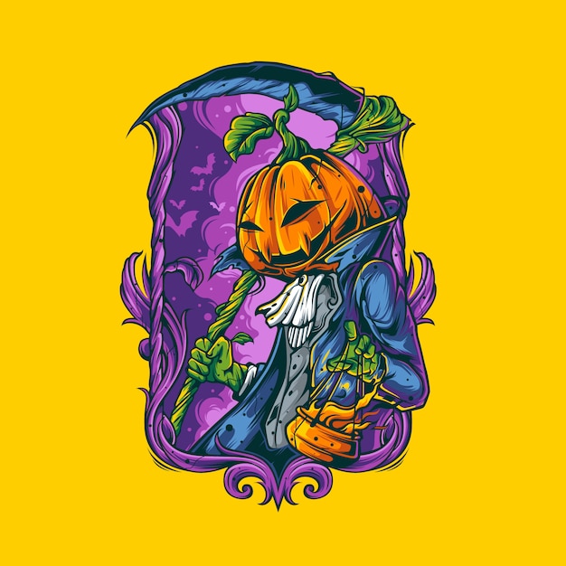 Ilustración de niño calabaza