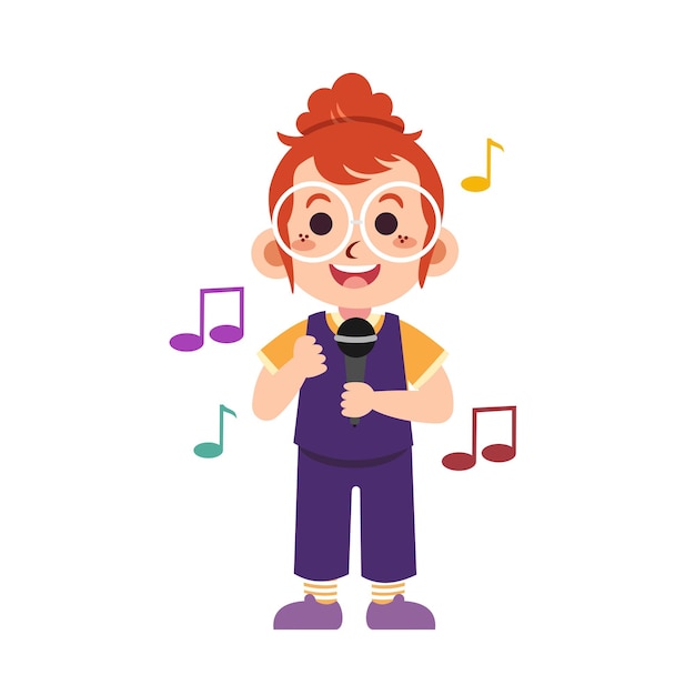 Ilustración de niño cantante femenina