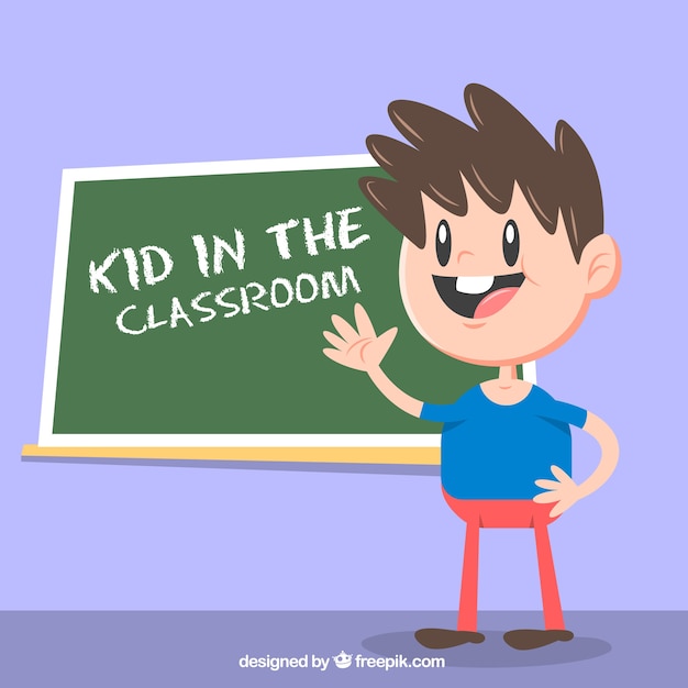 Vector ilustración de niño en la clase