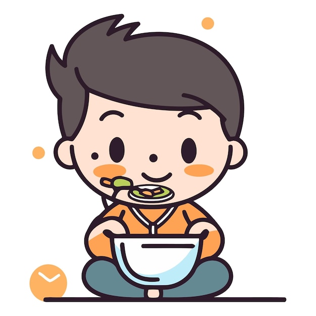 Vector ilustración de un niño comiendo un plato de cereales vector