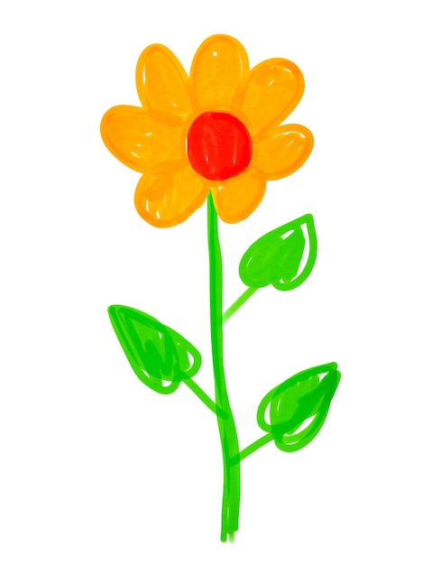 Ilustración de un niño dibujando una flor