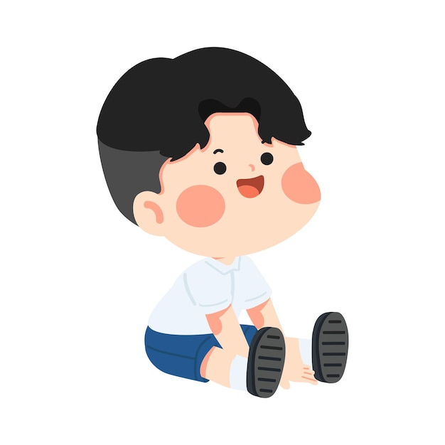 Ilustración de un niño de dibujos animados sentado