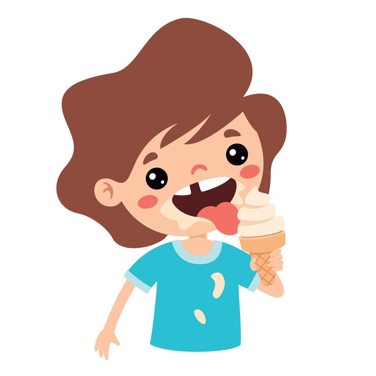 Vector ilustración del niño con helado