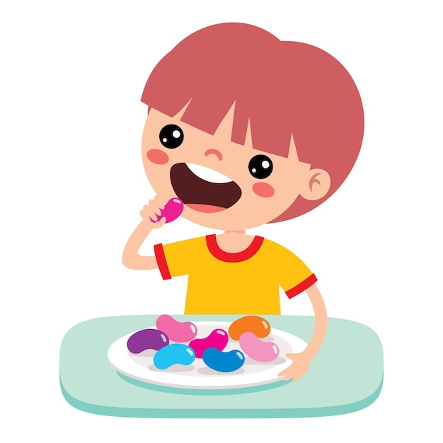 Vector ilustración del niño con la jalea