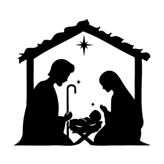 Ilustración del Niño Jesús con la silueta de Santa María