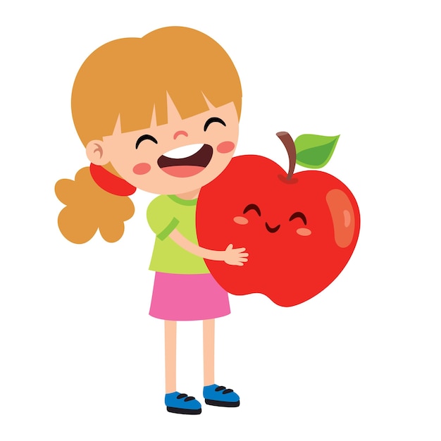 Ilustración del niño con la manzana