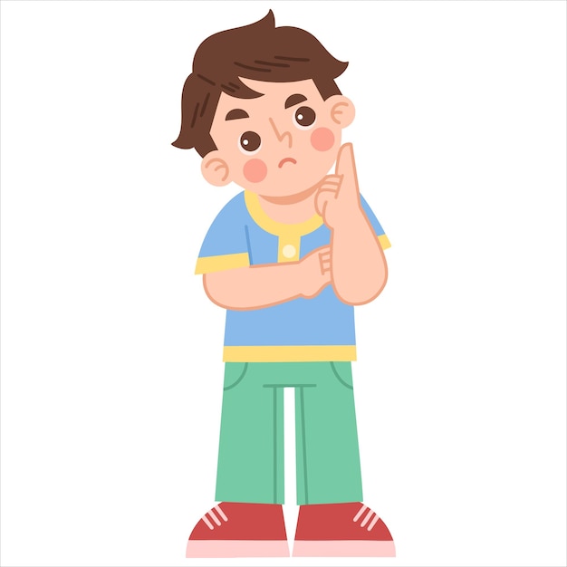 Ilustración de un niño pequeño pensando