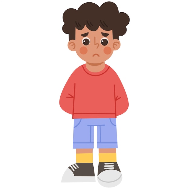 Ilustración de un niño pequeño que se siente triste