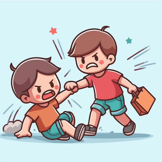 Ilustración de un niño que es intimidado por su amigo