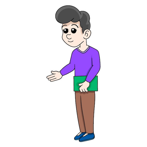 Ilustración de un niño que lleva documentos para solicitar un trabajo