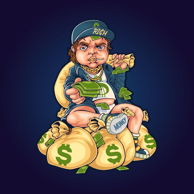 ilustración de niño rico