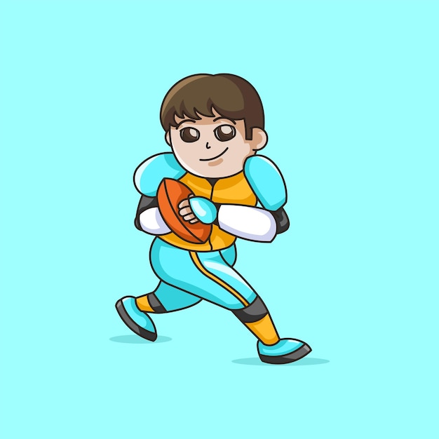 Ilustración de niño de rugby de dibujos animados