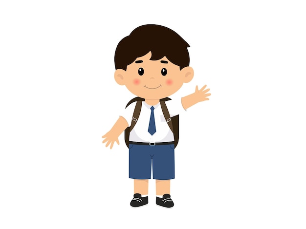 Ilustración de un niño de secundaria levantando la mano