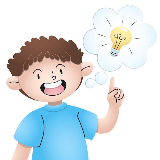 Vector ilustración de niño teniendo una idea