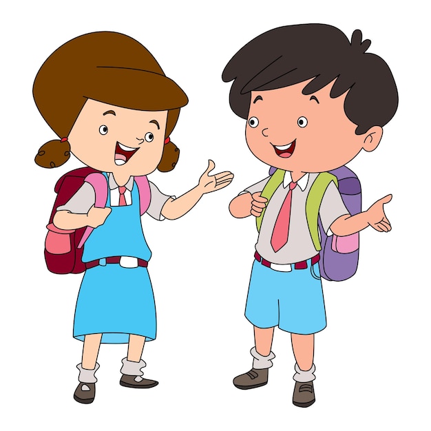 Ilustración de niños y niñas de dibujos animados Vectores