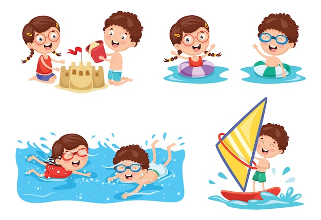 Ilustración de los niños del verano