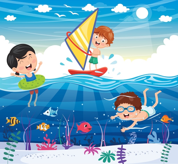 Ilustración de los niños del verano